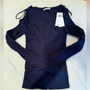 Abercrombie glossy slash long sleeve navy blue